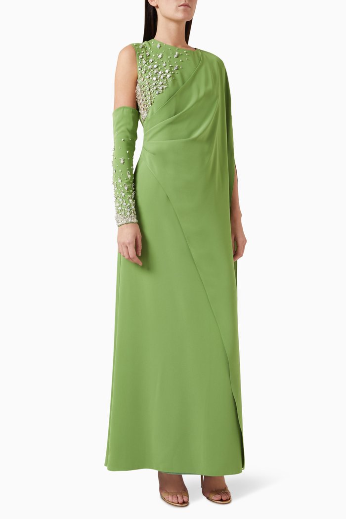 

Kilah Embellished Cape Dress, Green