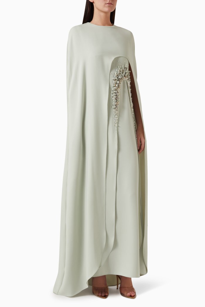 

Clydie Embellished Cape Dress, Green