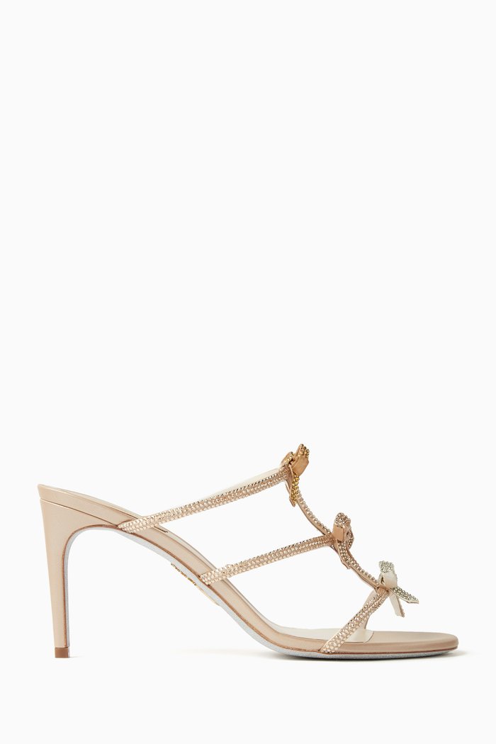 

Caterina Bow 80 Sandals in Satin, Neutral