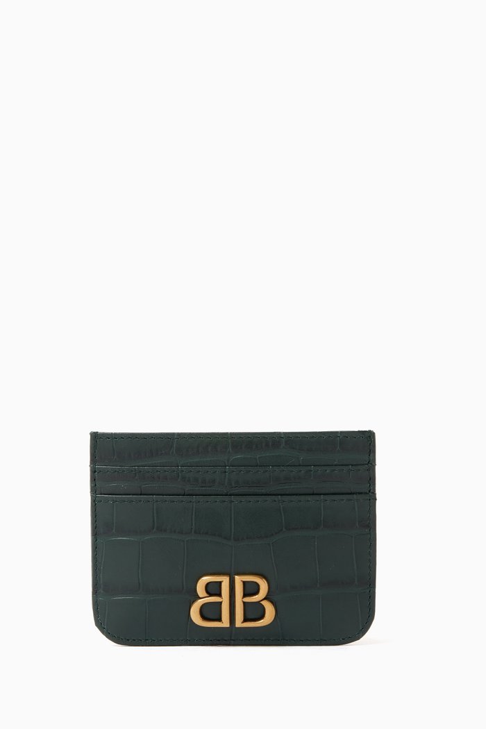 

Monaco Card Holder in Croc-embossed Calfskin, Green