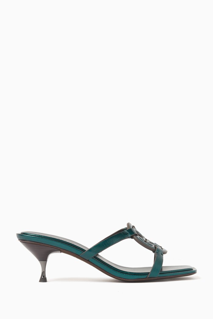 Miller Bombé 55 Sandals in Leather, Green