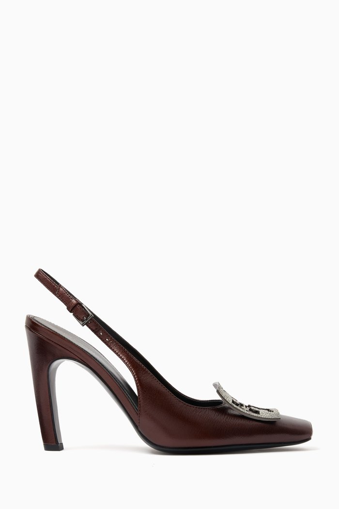

Pavé Logo 100 Slingback Pumps in Leather, Burgundy