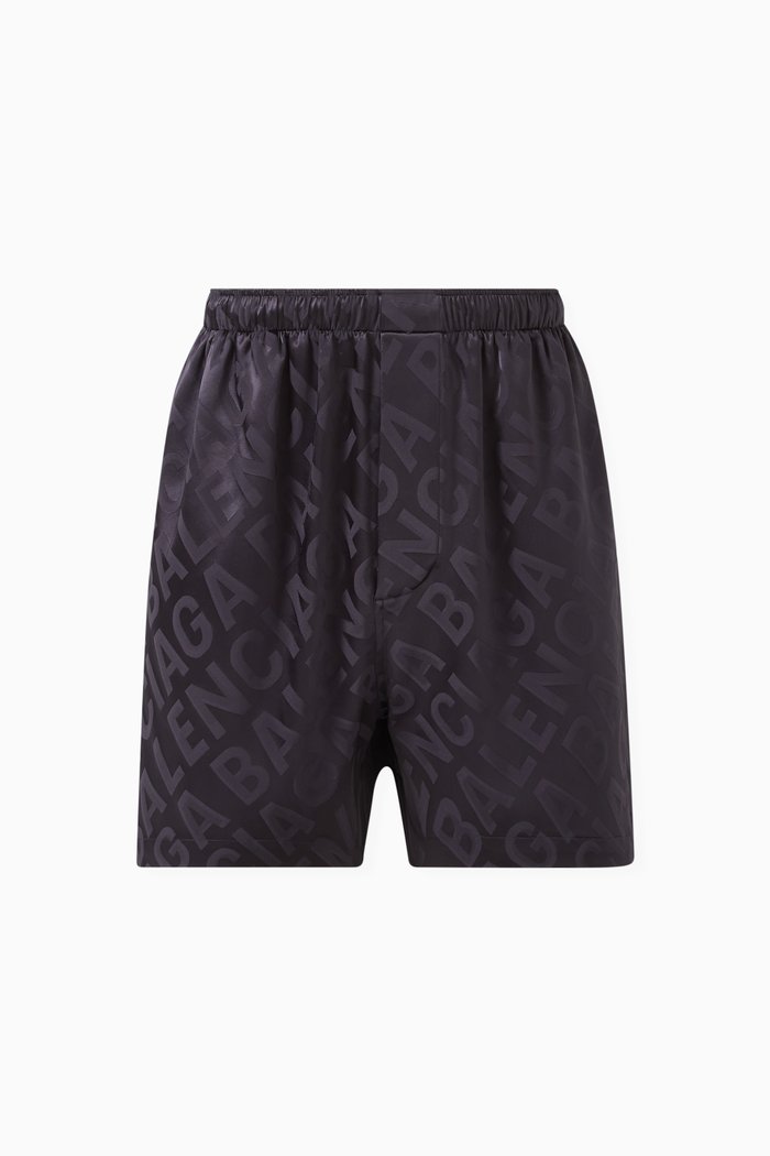 Unisex All-over Logo Pyjama Shorts in Jacquard, Grey
