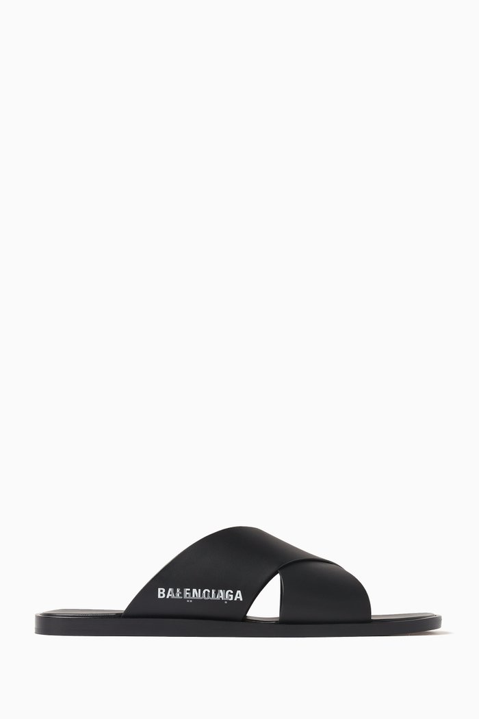 

Cosy Logo Sandals in Leather, Black