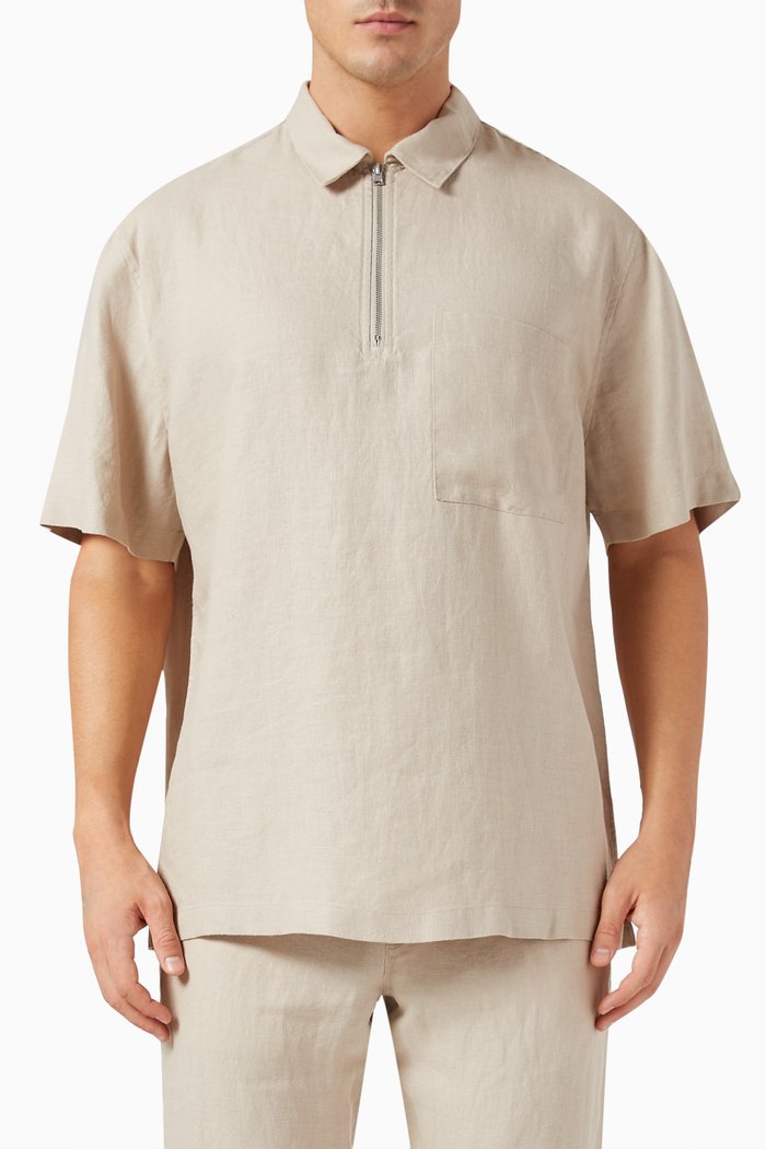 

Quarter-zip Shirt in Hemp, Neutral