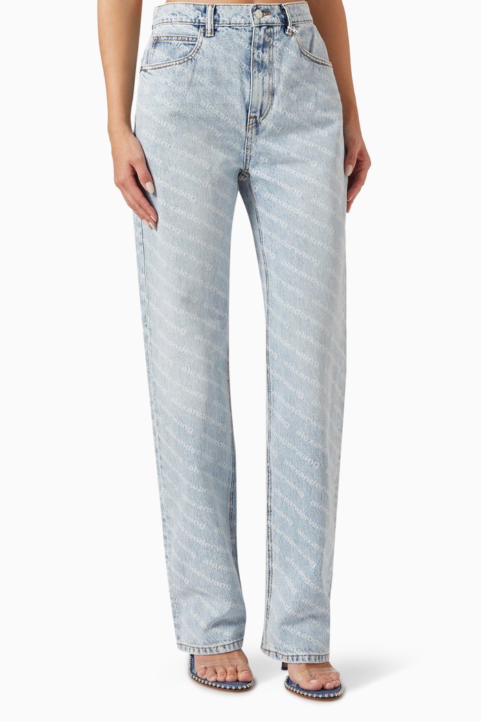 

ST Pebble Bleach Logo Print Jeans in Denim, Blue