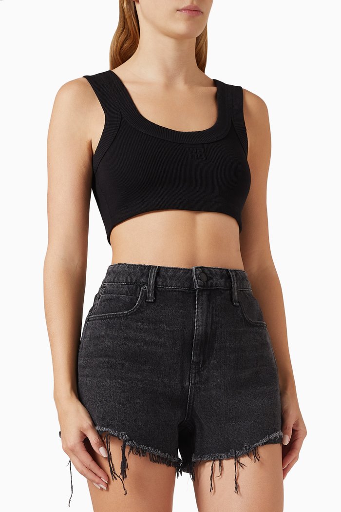 

Logo Tank Bra in Cotton, Black