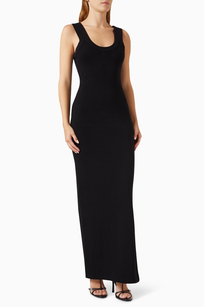 

Logo Tank Maxi Dress in Cotton, Black