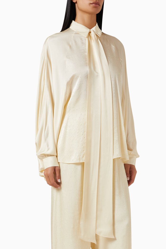 

Shawl Tied Blouse in Viscose, Neutral