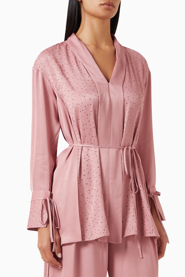

Embellished V-Neck Blouse, Pink