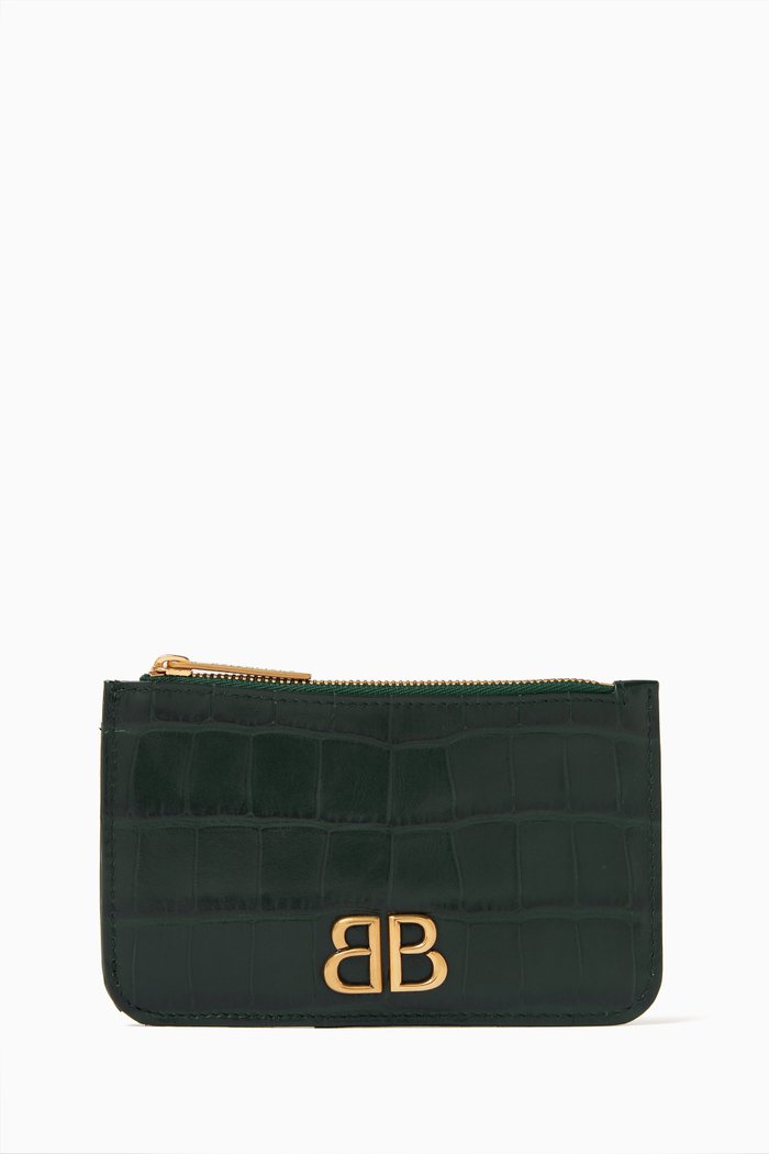 

Monaco Long Coin & Card Holder in Croc-embossed Leather, Green