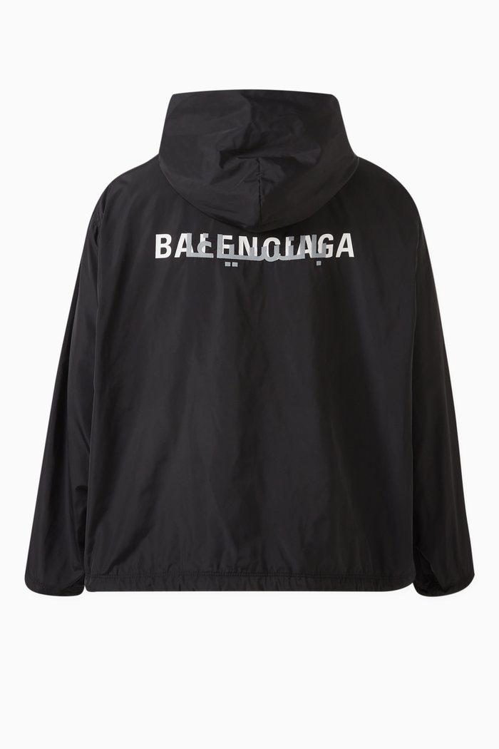 

Unisex Ramadan Hooded Rain Jacket in Technical Micro Faille, Black