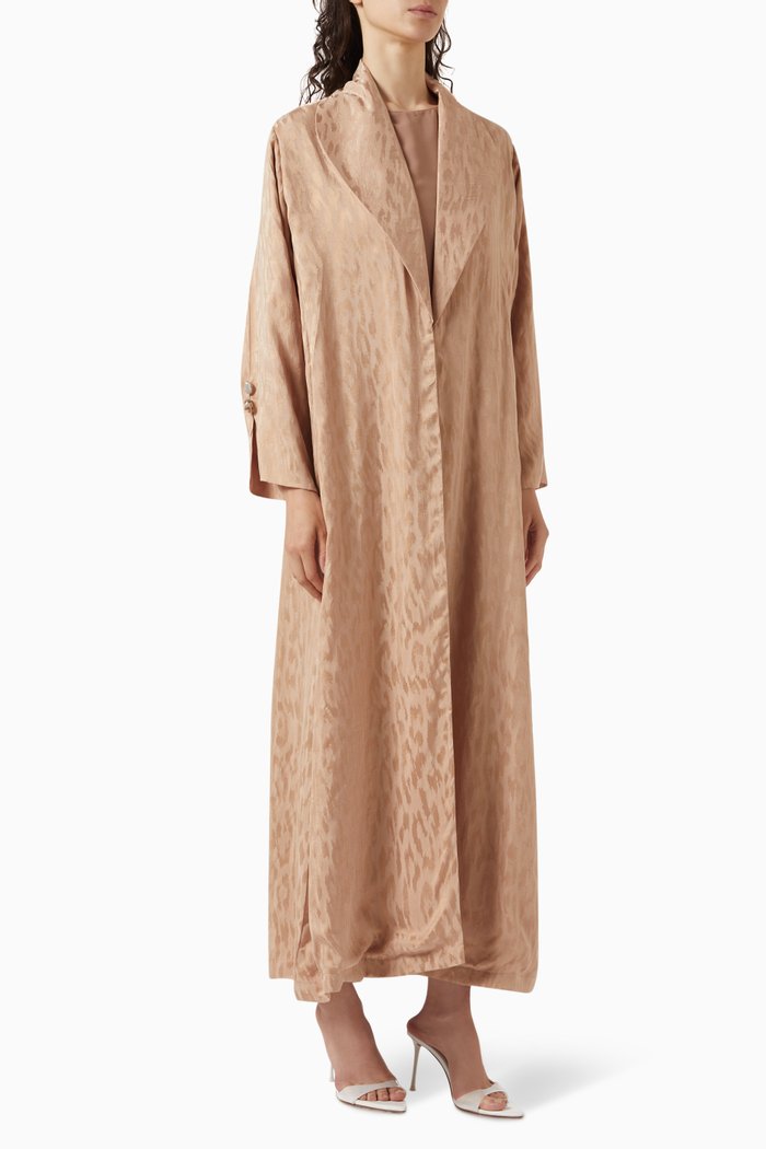 Dahlia Abaya Set in Washed Kattan, Neutral