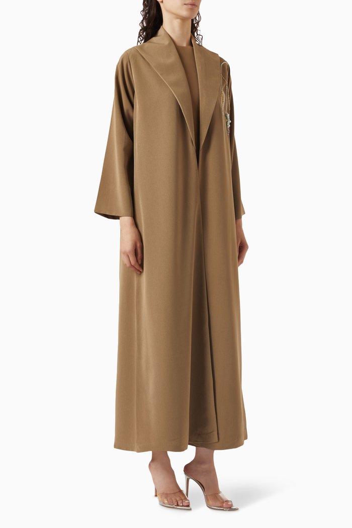 

Sweet Violet Abaya Set in Washed Kattan, Green