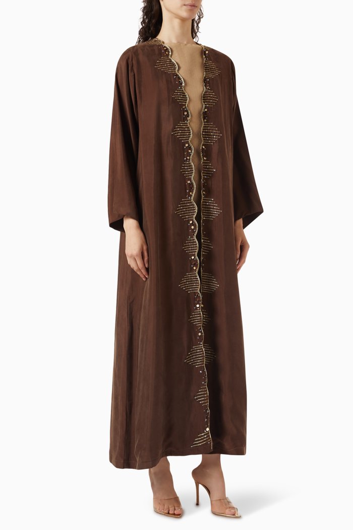 

Freesia Abaya Set in Washed Kattan, Brown