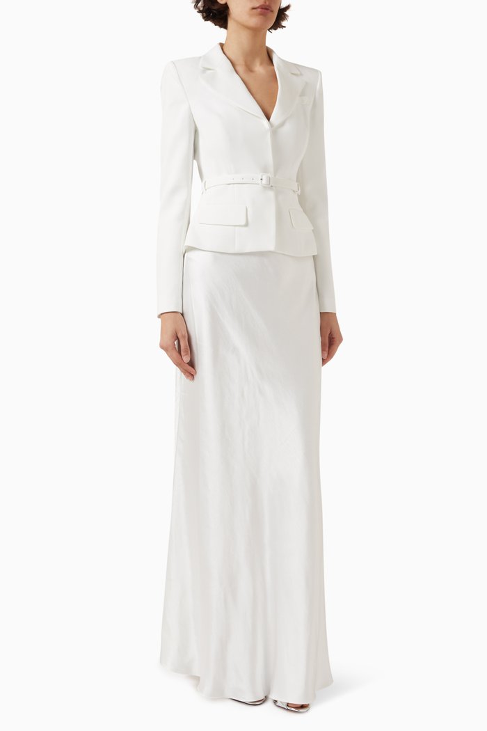 

Tailored Maxi Dress in Crepe, White