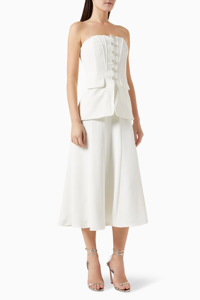 

Bandeau Midi Dress in Crepe, White