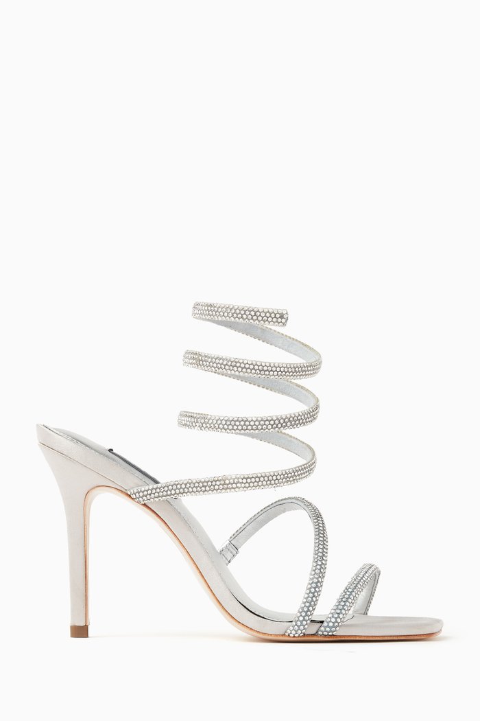 

Cora 95 Crystal Sandals in Satin, Silver