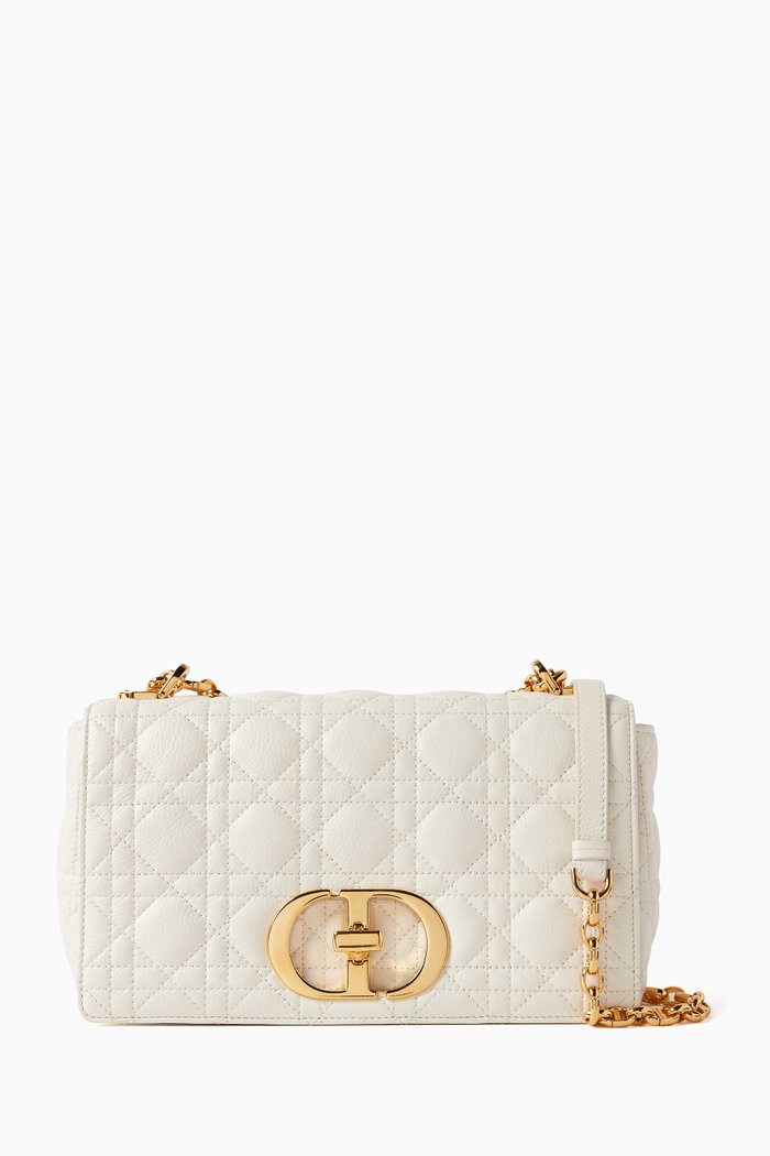 

Medium Caro Bag in Cannage Leather, White