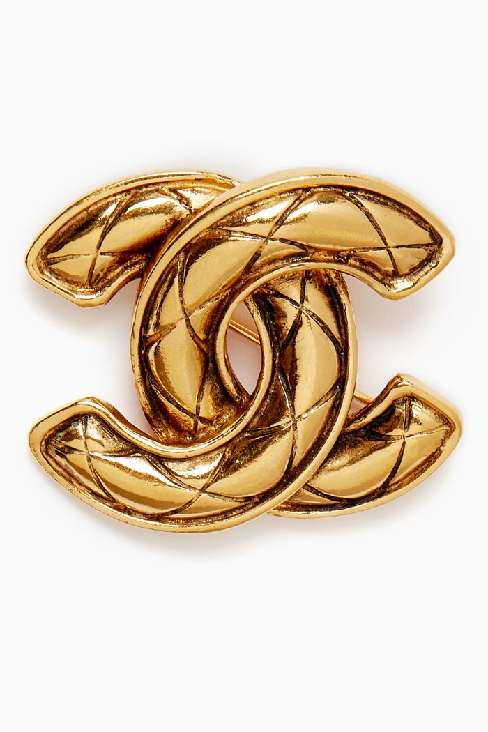 

CC Quilted Brooch, Gold