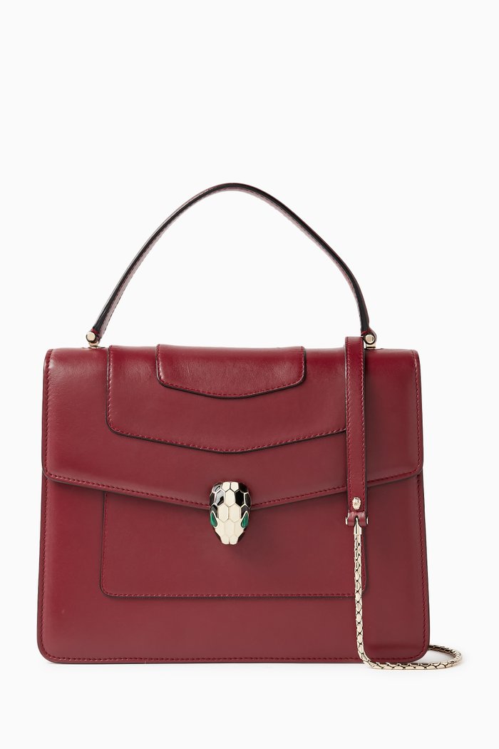 

Serpenti Forever Top-handle Bag in Leather, Burgundy