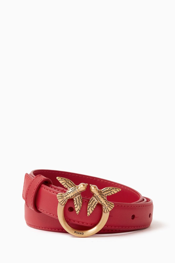 

Thin Love Birds Belt in Leather, Pink