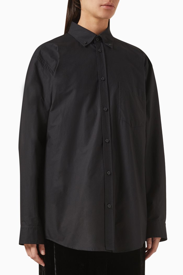 

Oversized Shirt in Cotton Poplin, Black