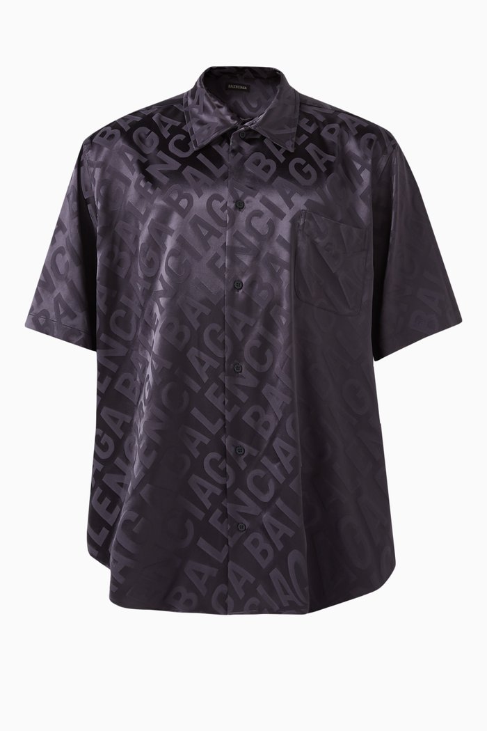 

Unisex All-over Logo Minimal Shirt in Jacquard, Grey