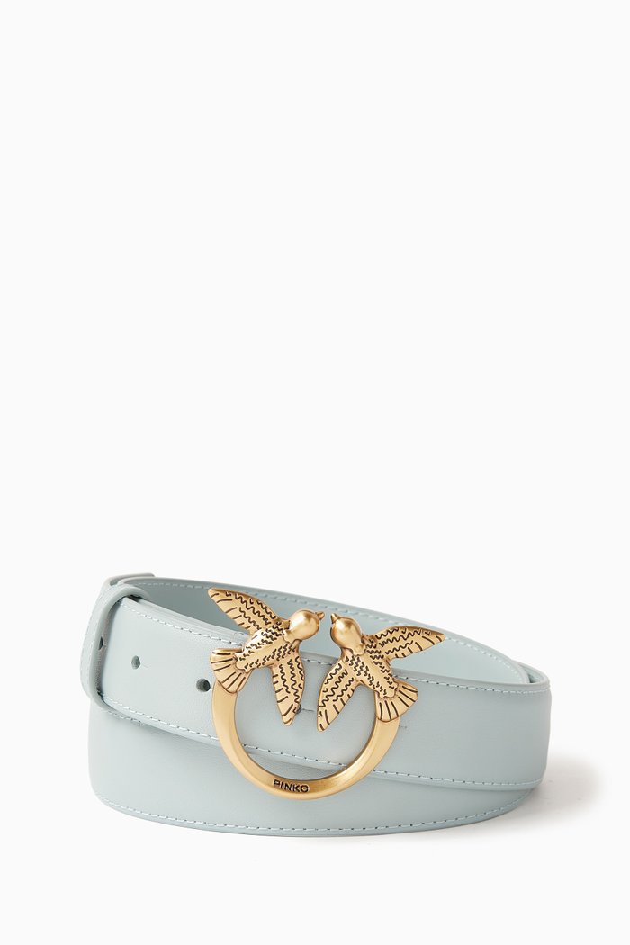 

Thin Love Birds Belt in Leather, Grey