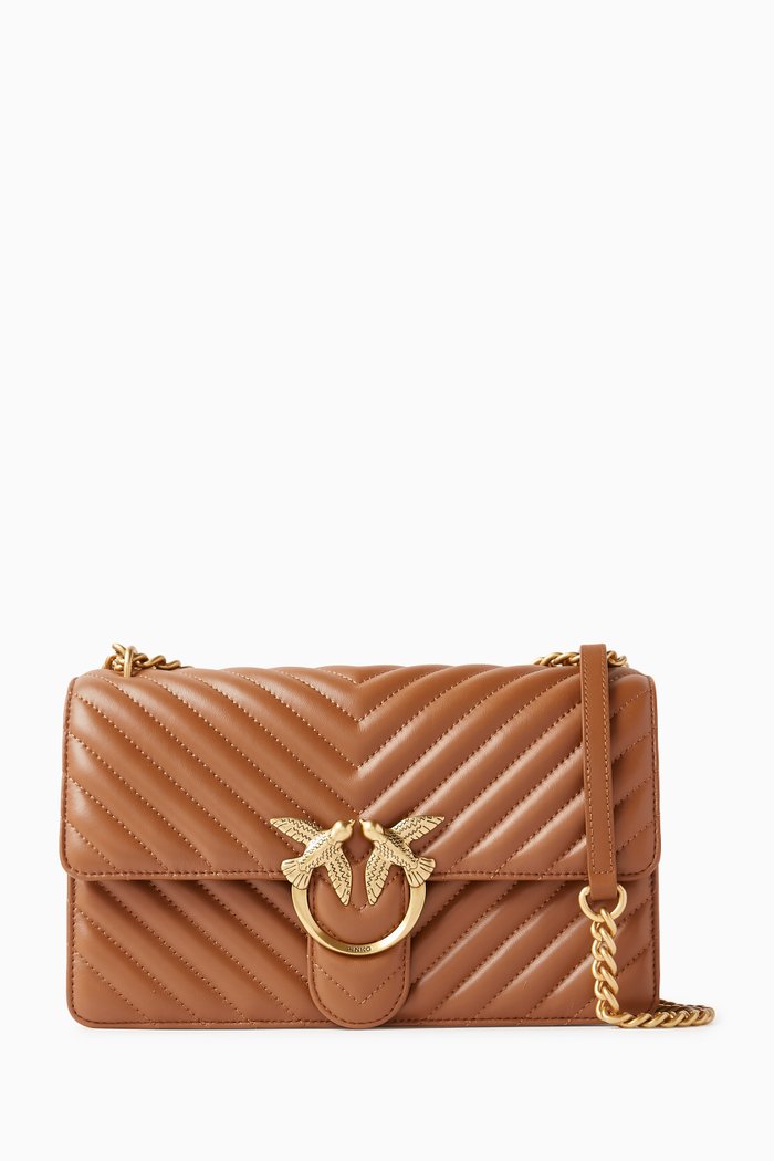 

Classic Love One Quilted Bag in Nappa Leather, Brown