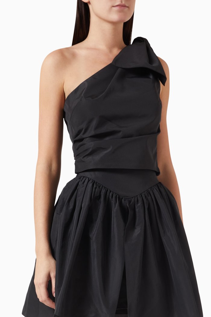 Nosiola One-shoulder Top, Black