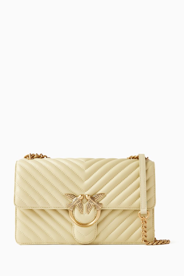 

Classic Love One Quilted Bag in Nappa Leather, Neutral