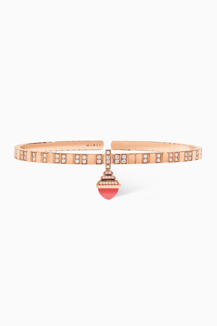 

Cleo Charm Diamond & Coral Bracelet in 18kt Rose Gold