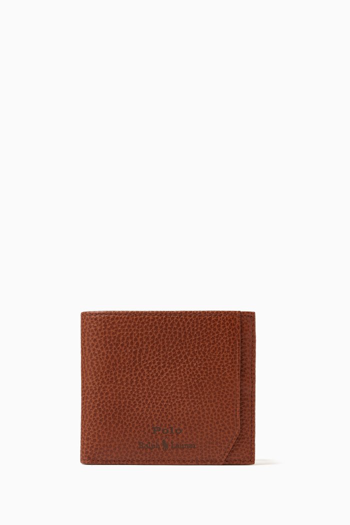 

Medium Billfold Wallet in Pebbled Leather, Brown
