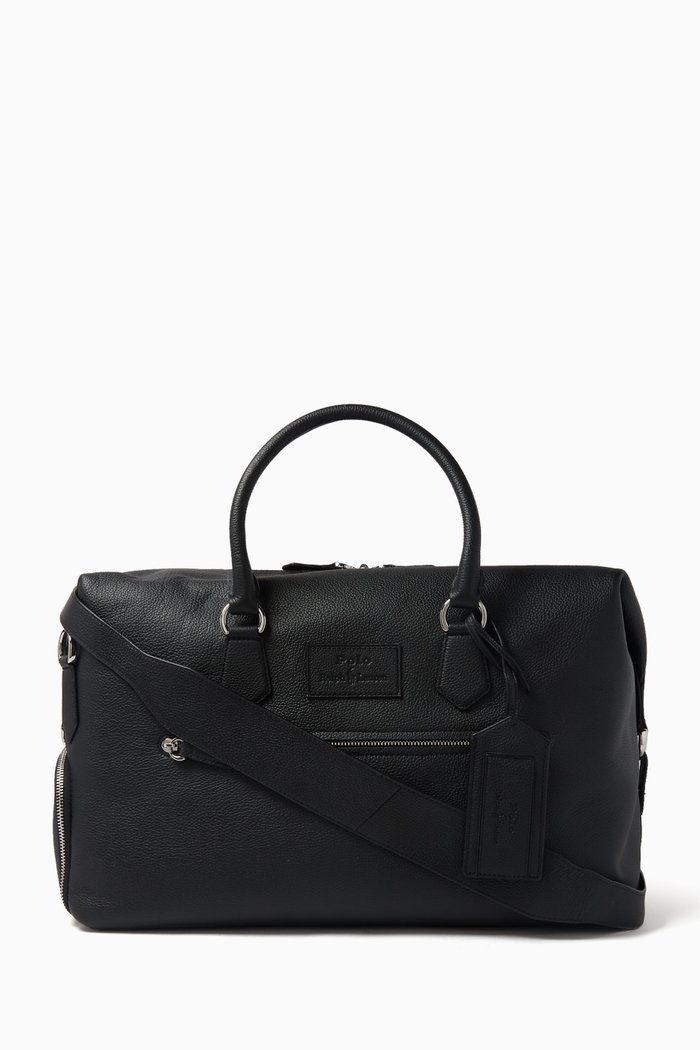 

Large Duffle Bag in Pebbled Leather, Black