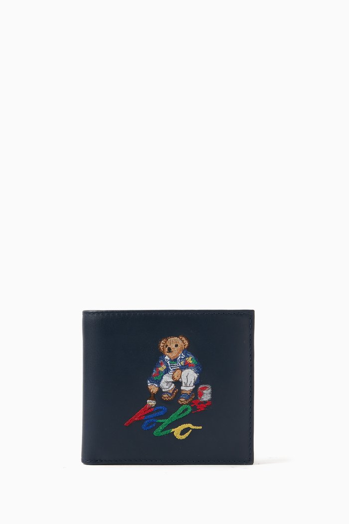 

Polo Bear Wallet in Leather, Blue