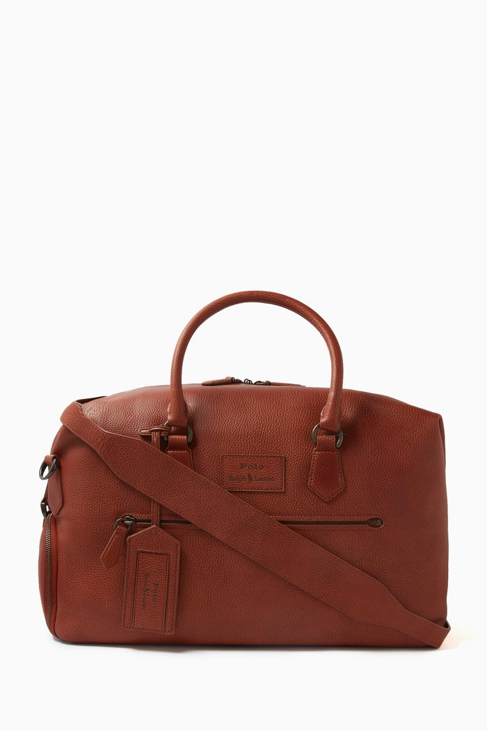 

Large Duffle Bag in Leather, Brown