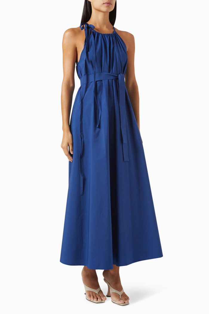 

Fidato Midi Dress in Cotton Poplin, Blue