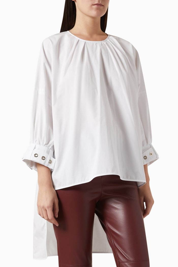 

Maya Asymmetric Shirt in Cotton Poplin, White