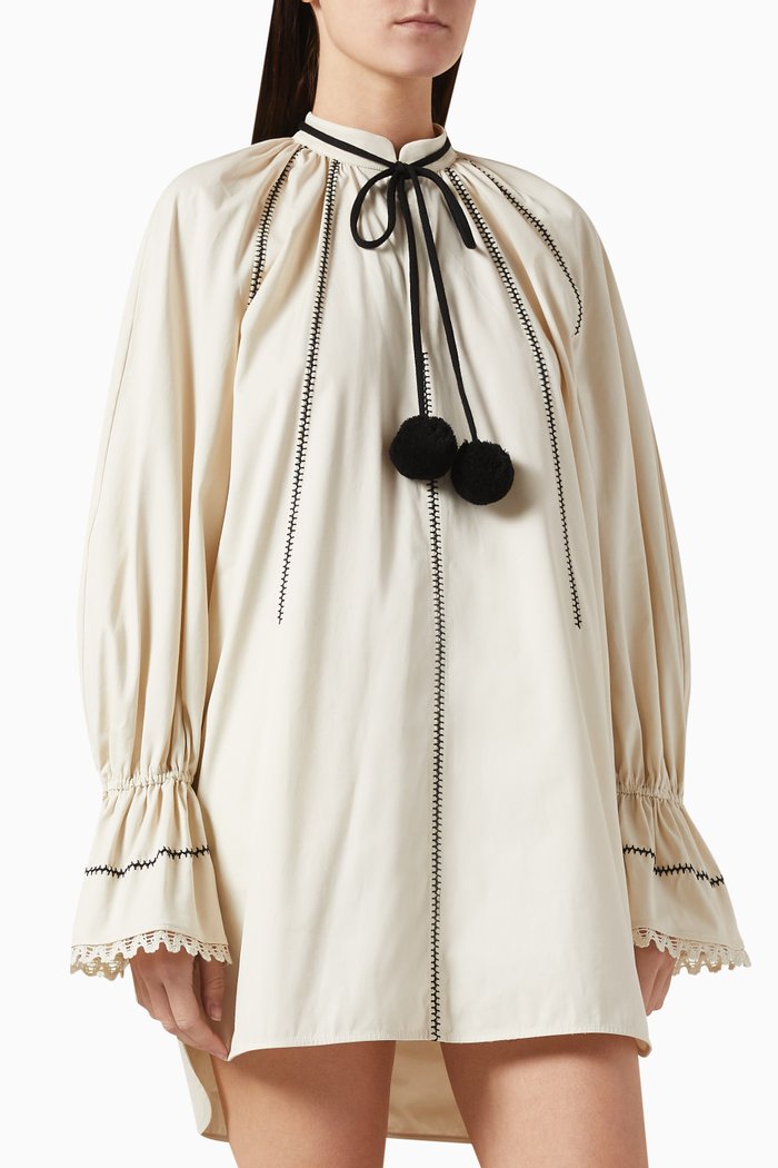 

Rive Shirt Mini Dress in Cotton, Neutral
