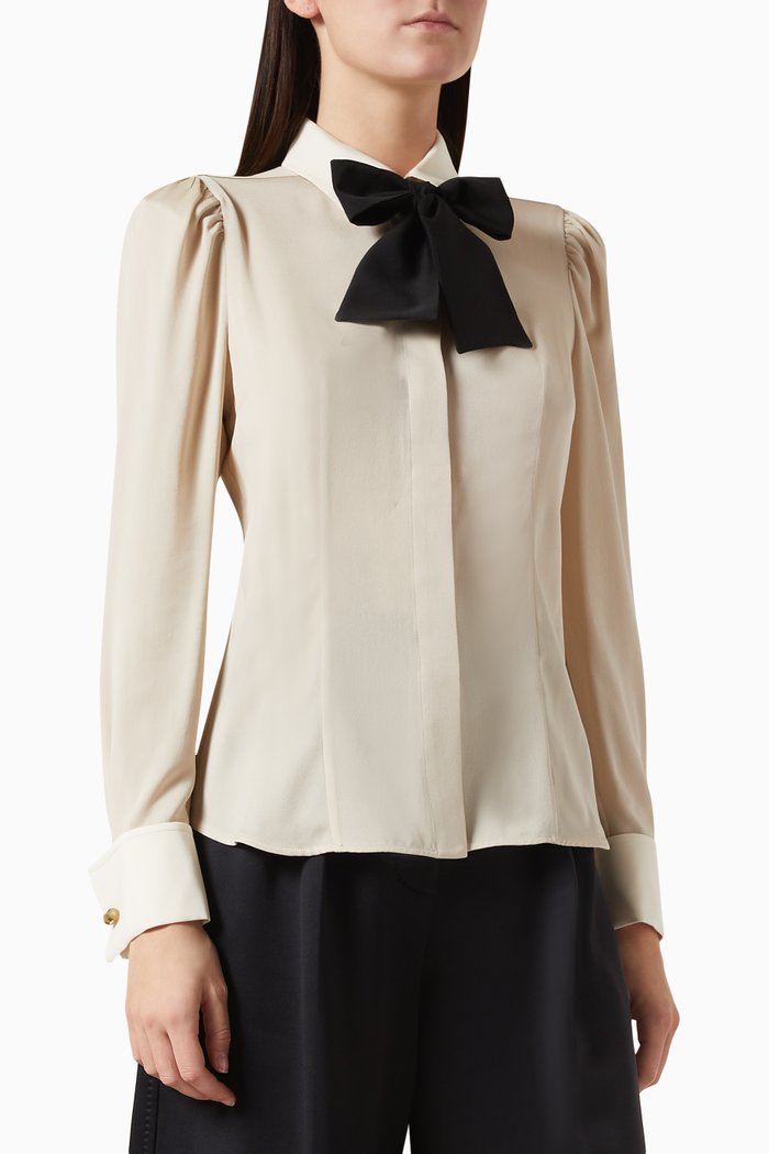 Globo Shirt in Silk Charmeuse, Neutral