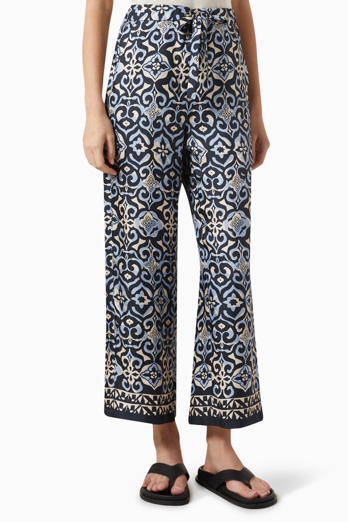 

Navona Pants in Silk Twill, Blue