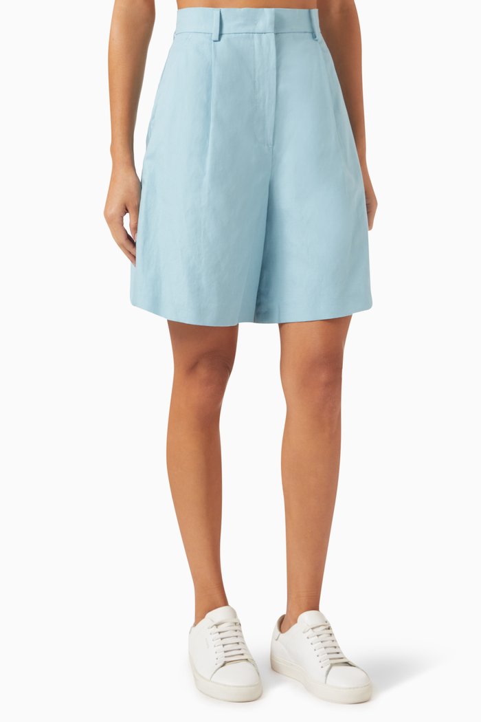 

Ecuba Bermuda Shorts in Cotton & Linen, Blue