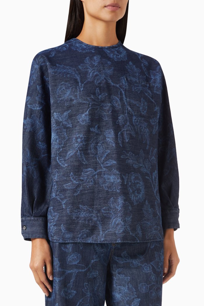 Albio Top in Denim, Blue