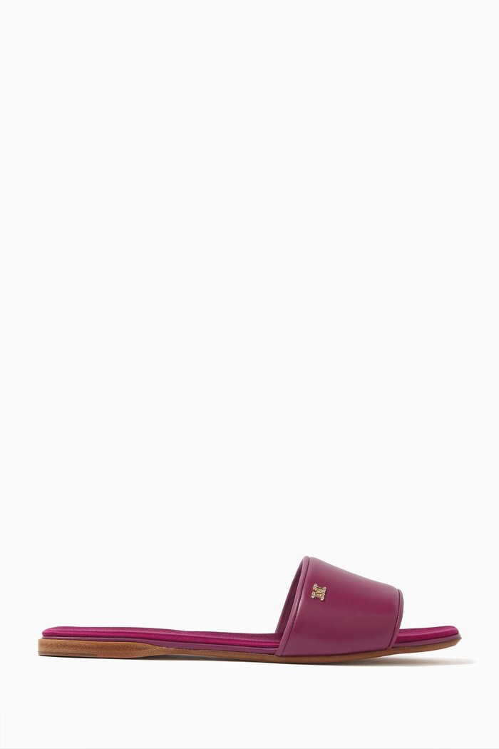 

Delta Slide Sandals in Leather, Purple