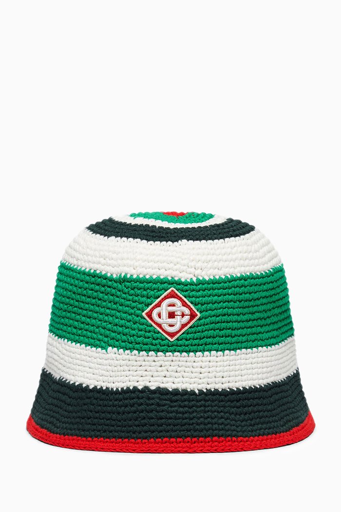 

Logo Bucket Hat in Crochet Knit, Multicolour