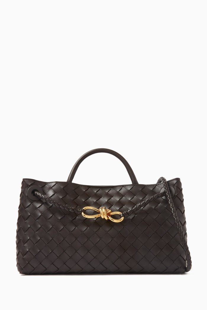 

Small East/West Andiamo Top-handle Bag in Intrecciato Leather, Black