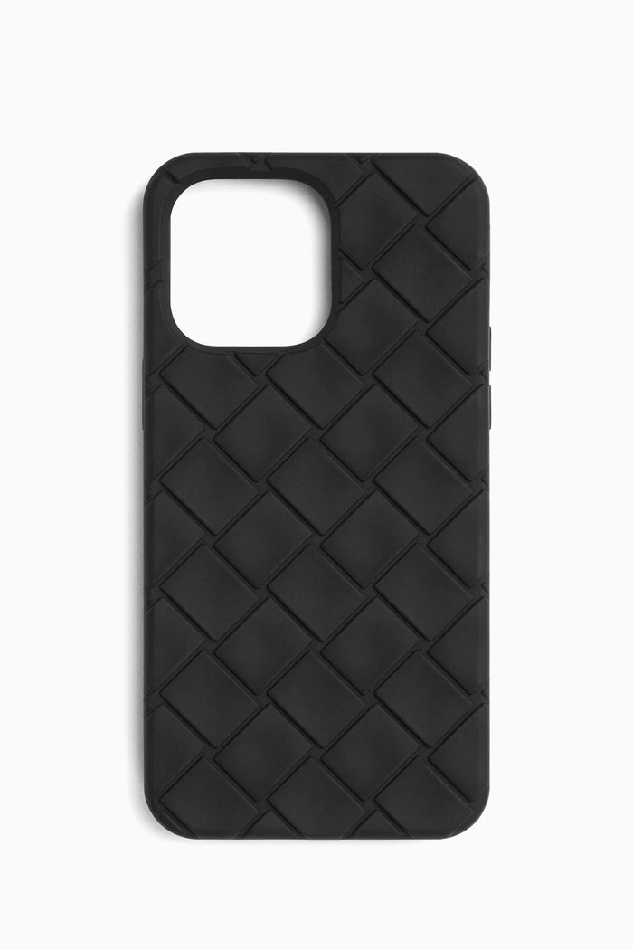 

iPhone 15 Pro Phone Case in Intreccio Rubber, Black