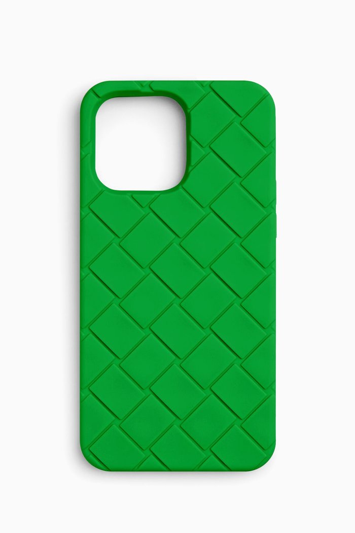 

iPhone 15 Pro Phone Case in Intreccio Rubber, Green