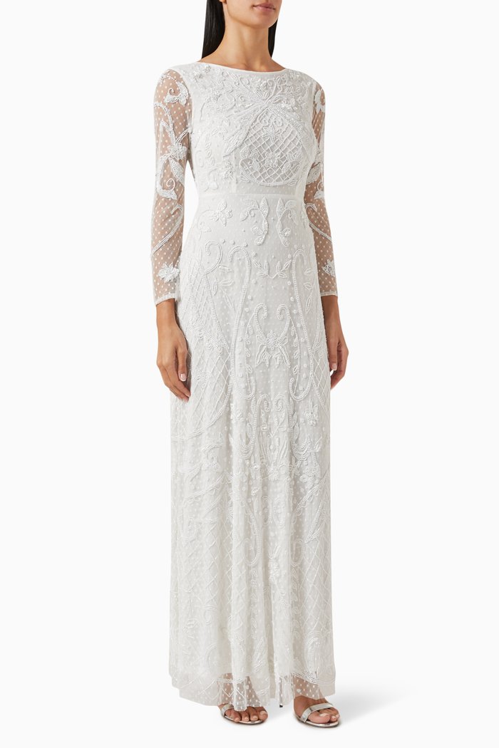 

Bead-embellished Maxi Dress, White
